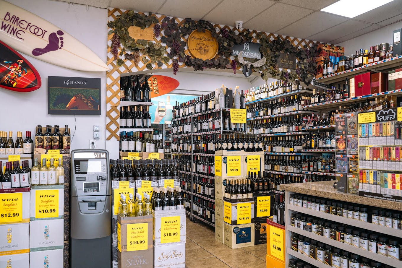 Wine aisle at Cardiff Valero liquor store