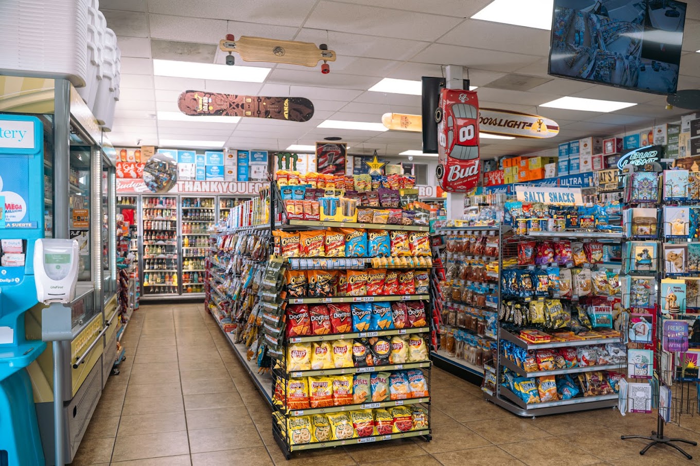 Snack and candy aisle at Cardiff Valero mini mart